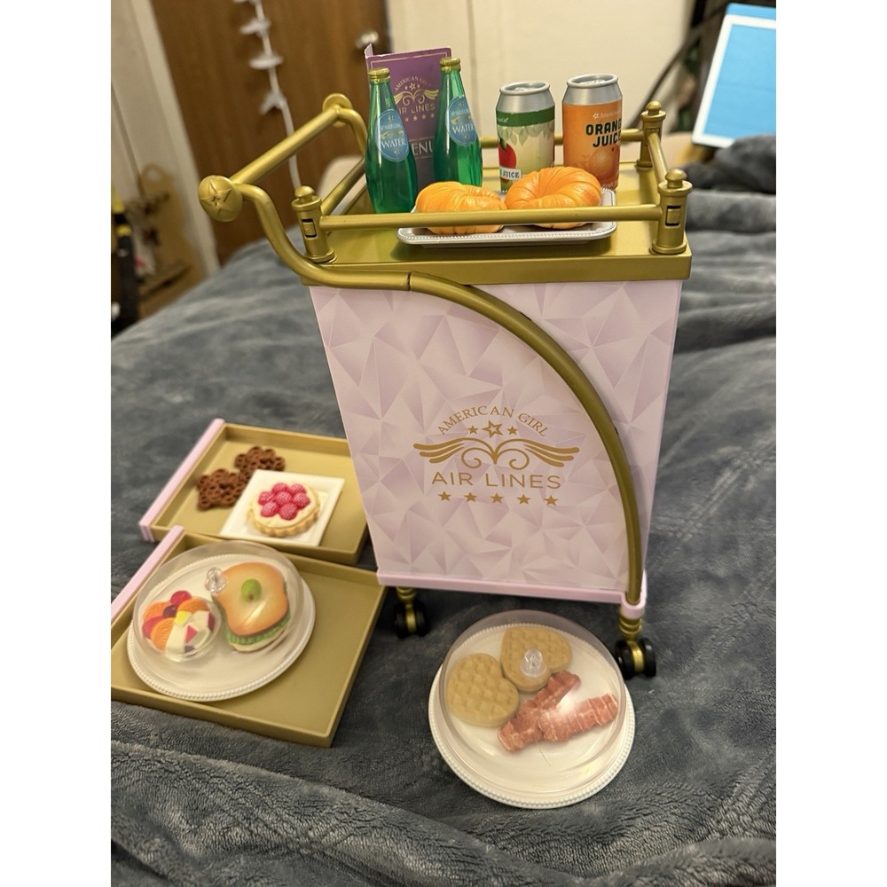 Retired American Girl Air Lines Cart for Dolls With Accessories